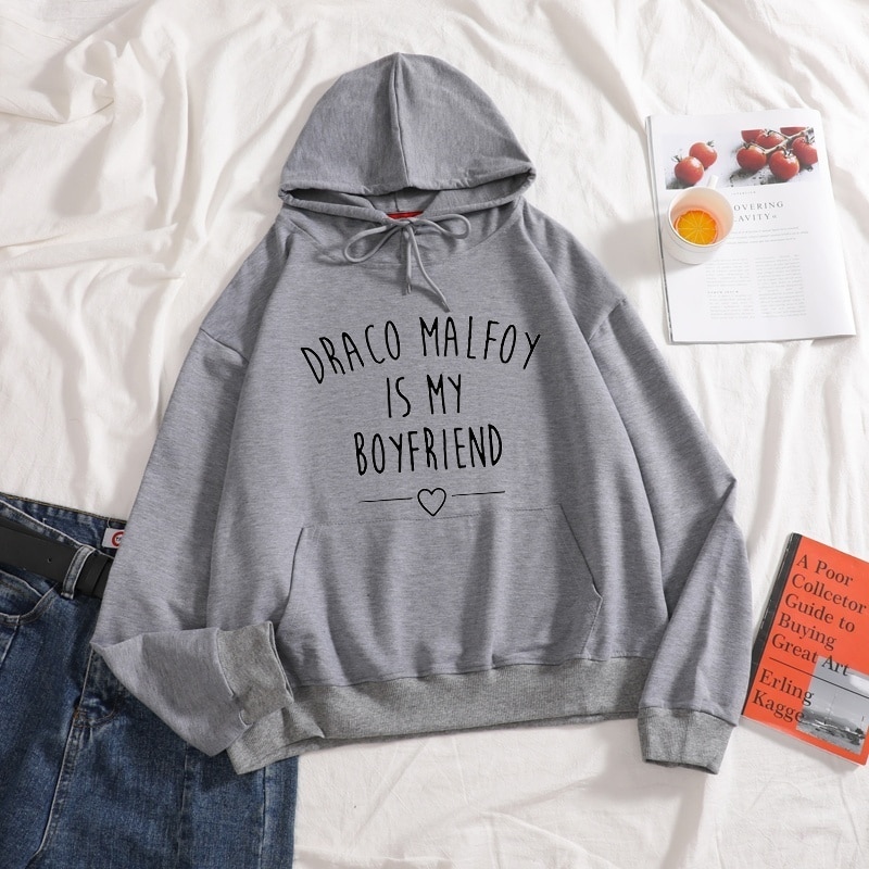 Áo Hoodie cotton Tay Dài In Chữ Draco Malfoy is My Boyfriend 2021