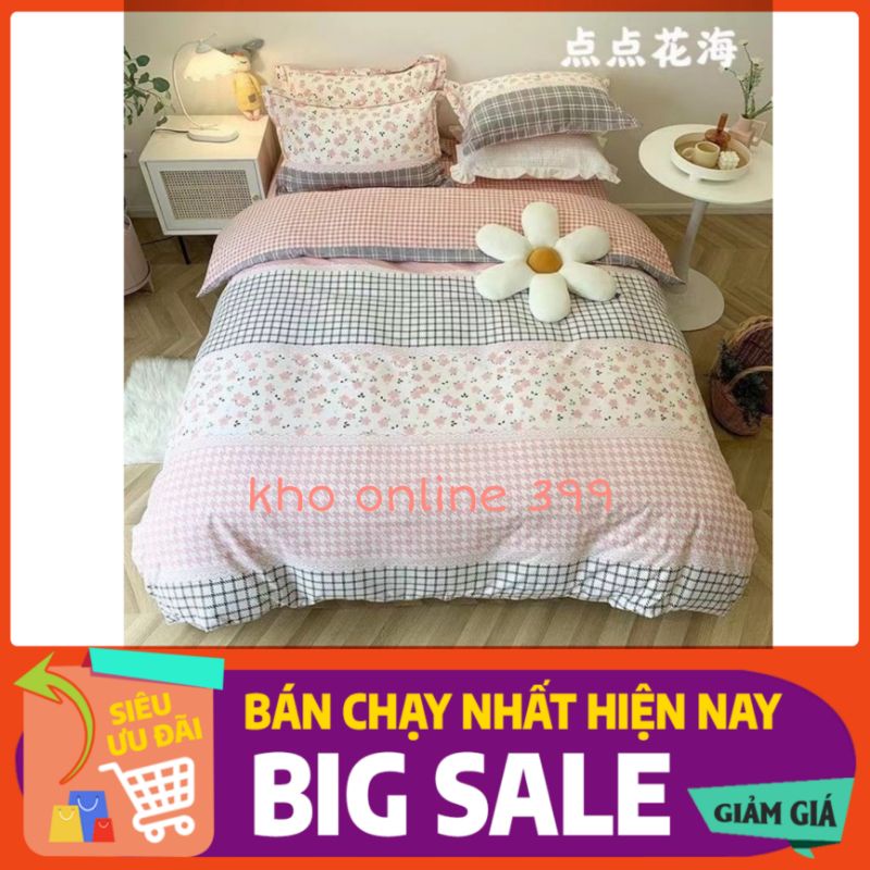 [GIÁ HỦY DIỆT] set (bộ) chăn ga gối nệm 4 món cotton living, gồm ga trải giường, vỏ gối đủ kích thước