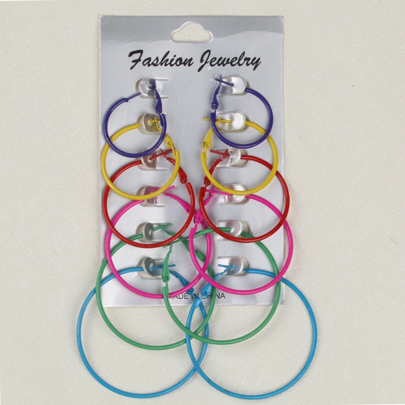 Set 6 Cặp Hoa Tai Dạng Vòng Thời Trang Dành Cho Nữ