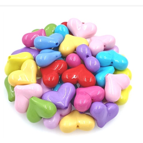 10/25/50gam hat nhựa hình Trái Tim lớn Nhiều Màu size 17x22mm làm Trang Sức Thủ Công