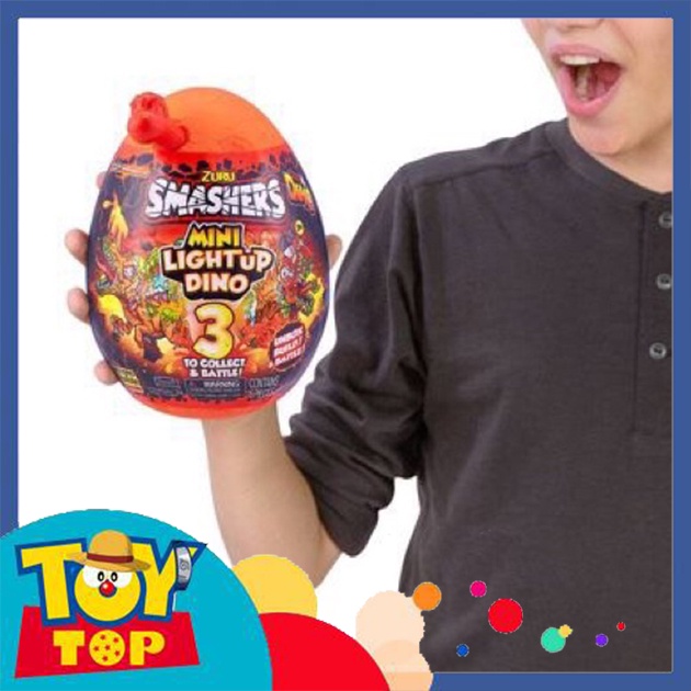 Đồ chơi quả trứng khủng long random Smashers Mini Light Up Dino 3 Egg chính hãng Zuru