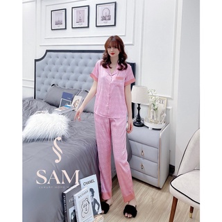 Bộ lụa mặc nhà Sam tay cộc quần dài