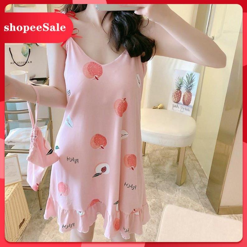 [Flash sale] Đầm 2 dây đẹp, váy mặc nhà dễ thương cotton cao cấp, đồ ngủ nữ thun sữa mềm mại cute 