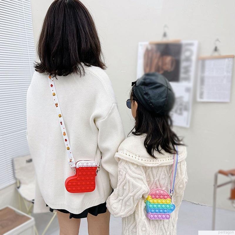 Túi đeo chéo vai hình kì lân hoạt hình bằng silicon dễ thương cho bé gái