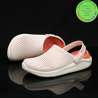 DÉP SỤC CROCS LITERIDE MÀU KEM LÓT CAM