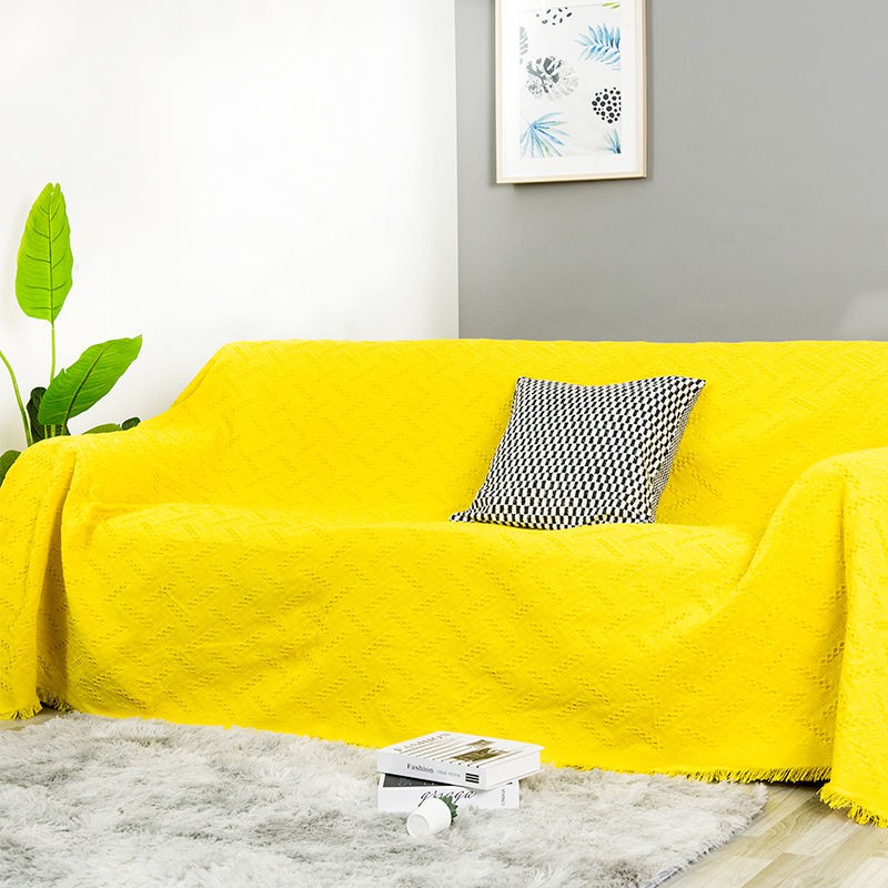 Khăn Phủ Ghế Sofa Màu Hồng / Xanh Dương / Vàng Phong Cách Bắc Âu Ốp