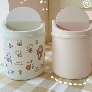 Thùng rác mini để bàn hình trụ nắp lật