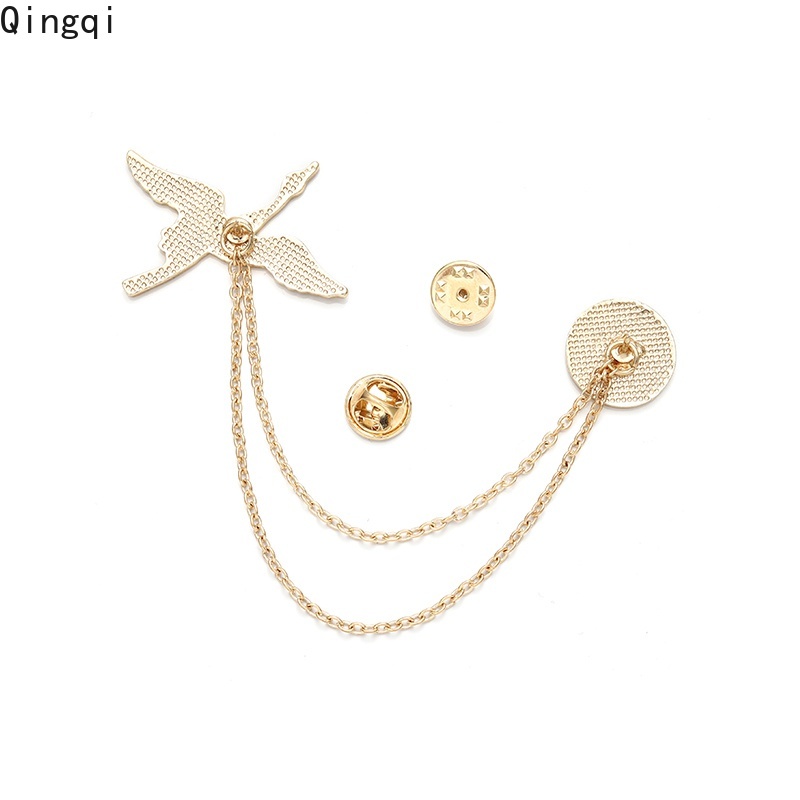 Ghim cài áo Miss Zoe dây xích gắn hình chim hạc + sóng biển kiểu Nhật Bản sáng tạo thích hợp làm quà tặng cho bạn bè
