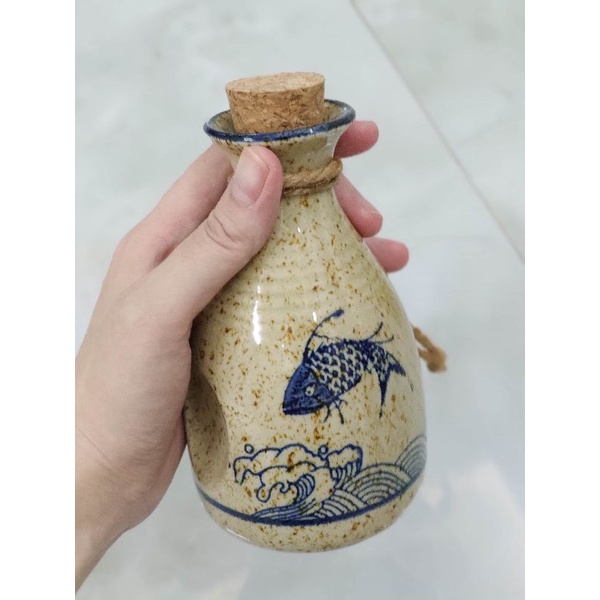 Bộ bình rượu gốm Nhật họa tiết cá chép cổ phong