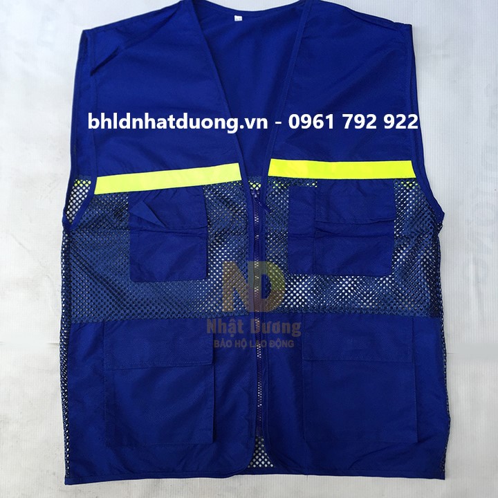 Áo bảo hộ lao động gile áo kỹ sư có phản quang 4 túi hộp dây kéo - Nsafe