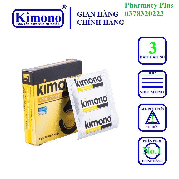 Bao cao su KIMONO Gold siêu mỏng 0.02 .Hộp 3-12 cái Xuất xứ Nga Chưa Có Đánh Giá