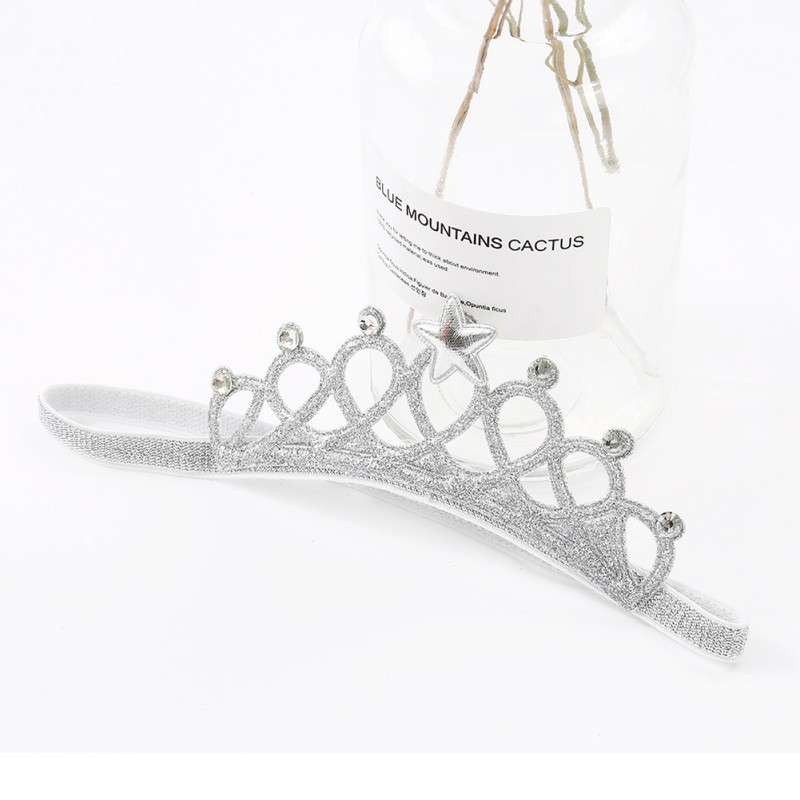 Băng đô cotton hình vương miện lấp lánh cho bé gái