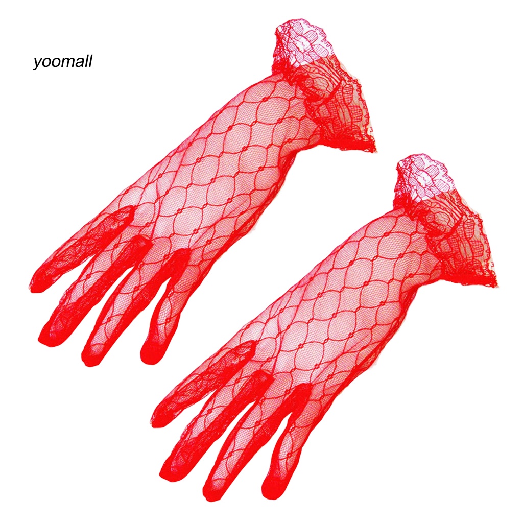 1 Đôi Găng Tay Cô Dâu Dạng Lưới Phối Ren