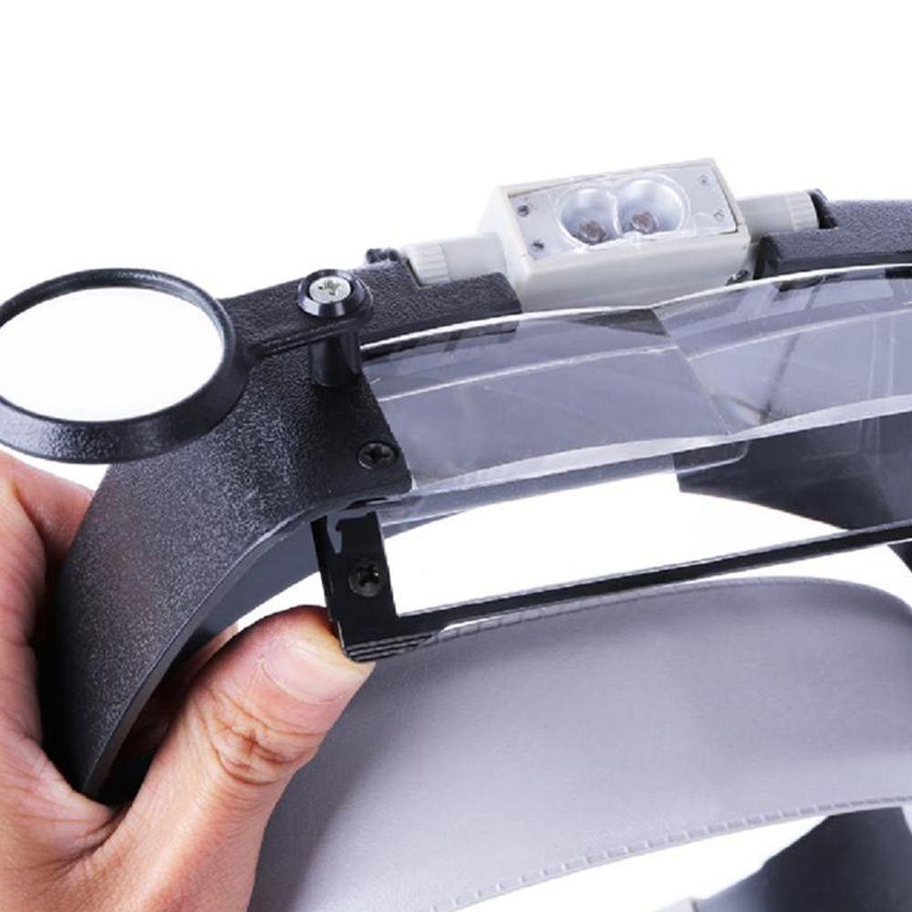 Kính Lúp Đội Đầu Hai Lớp Tích Hợp Đèn LED 2 Bóng Gắn Mũ Bảo Hiểm Thanh Lịch