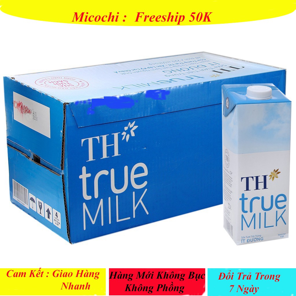 Sữa Tươi TH Hộp 1 Lít ❤️FREESHIP❤️ Thùng 12 Hộp Dung Tích 1000 ml Hàng Xuất Khẩu Mới Nhất Không Phồng Bục