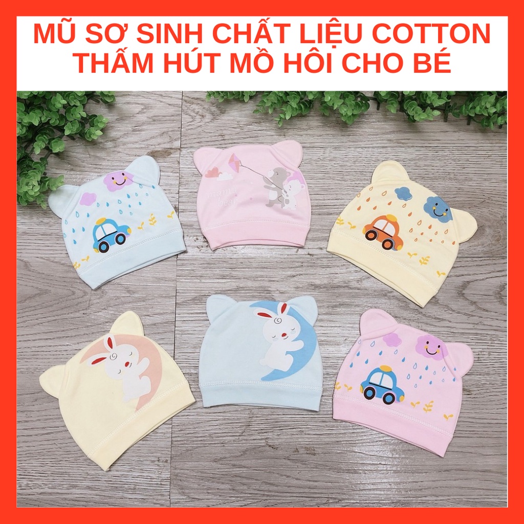 Mũ Sơ Sinh Mũ Có Tai Sơ Sinh - Chất Liệu Cotton Thấm Hút Mồ Hôi Cho Bé Trai / Bé Gái Dưới 4 Tháng