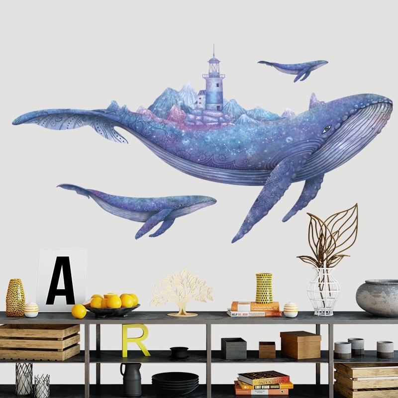 Decal Cá Voi xanh lâu đài Hàn quốc