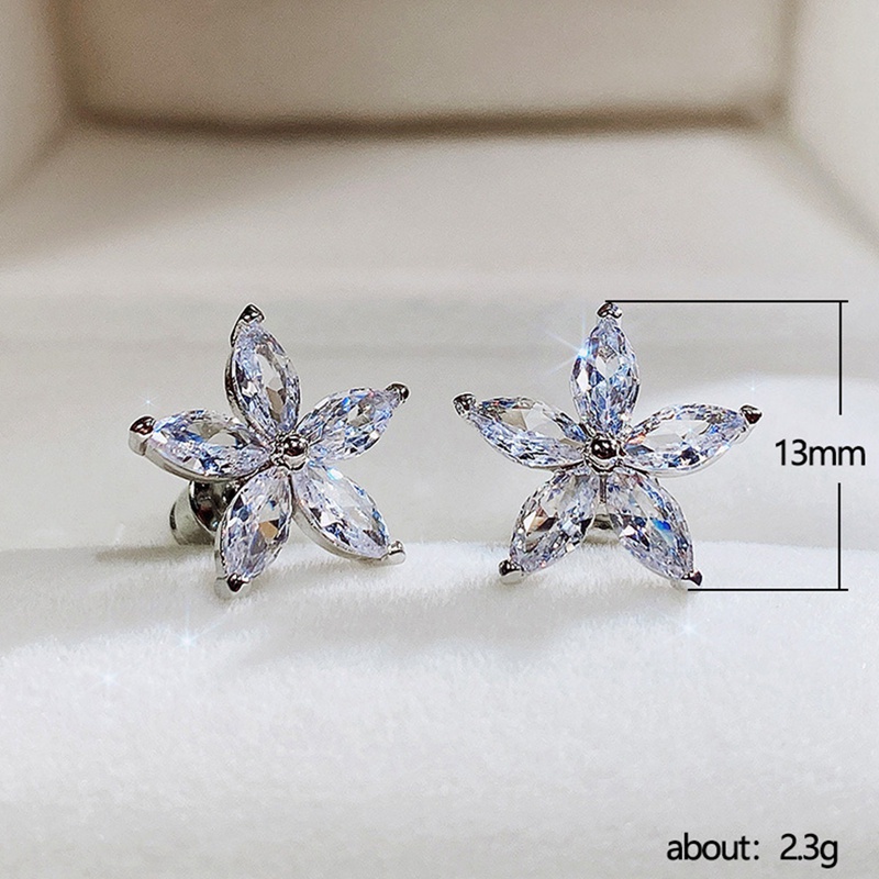 Khuyên tai đính đá zircon nhân tạo thiết kế thời trang dành cho nữ