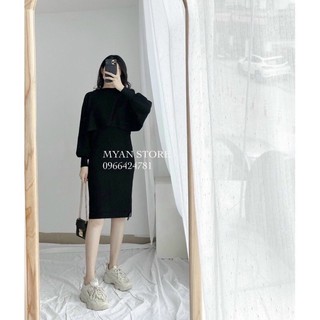 SET ĐẦM THUN KÈM ÁO CROP