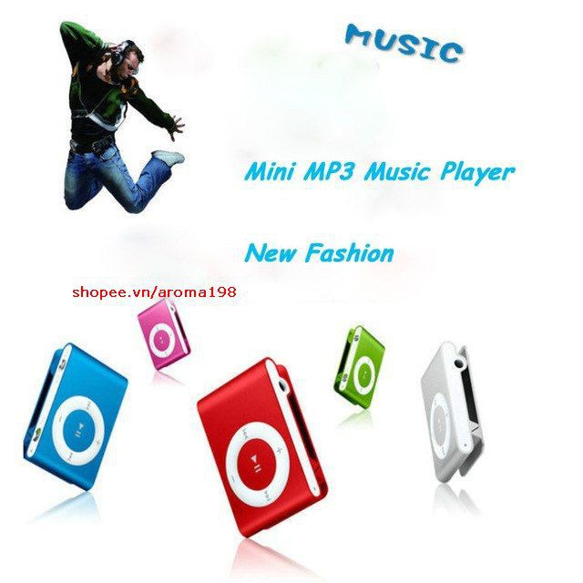 Máy Nghe Nhạc MP3 Mini Vỏ Nhôm Tặng Kèm Tai Nghe