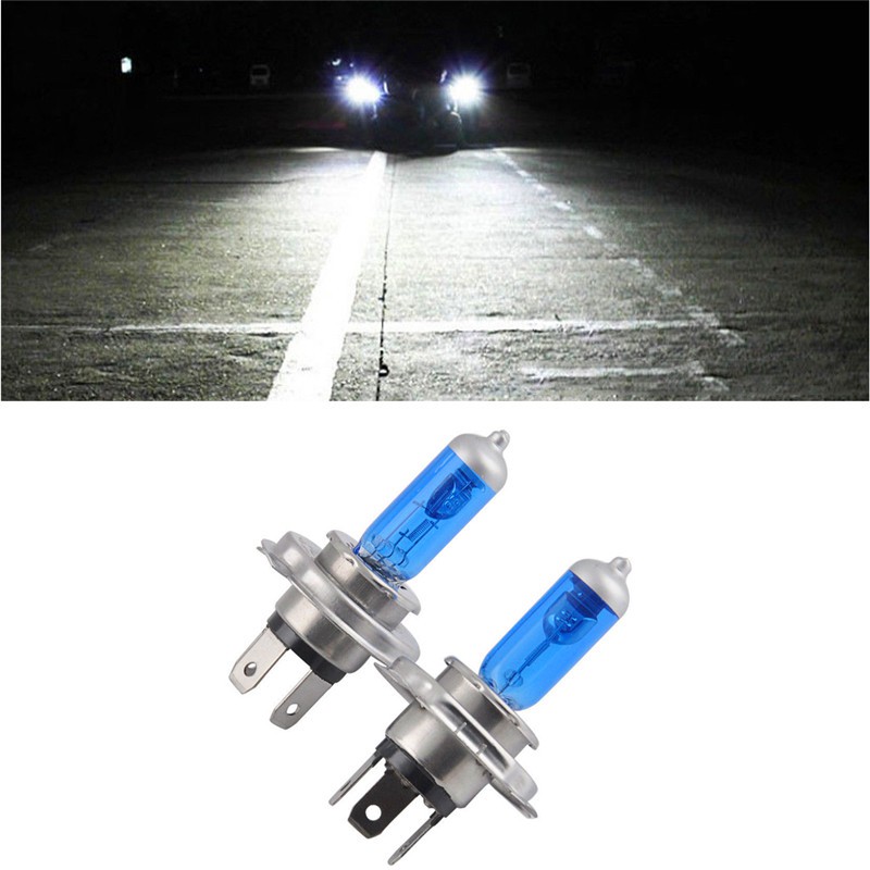 Set 2 Đèn Pha Xenon H4 / Hb2 9003 100W 6000K Ánh Sáng Trắng Dành Cho Ô Tô