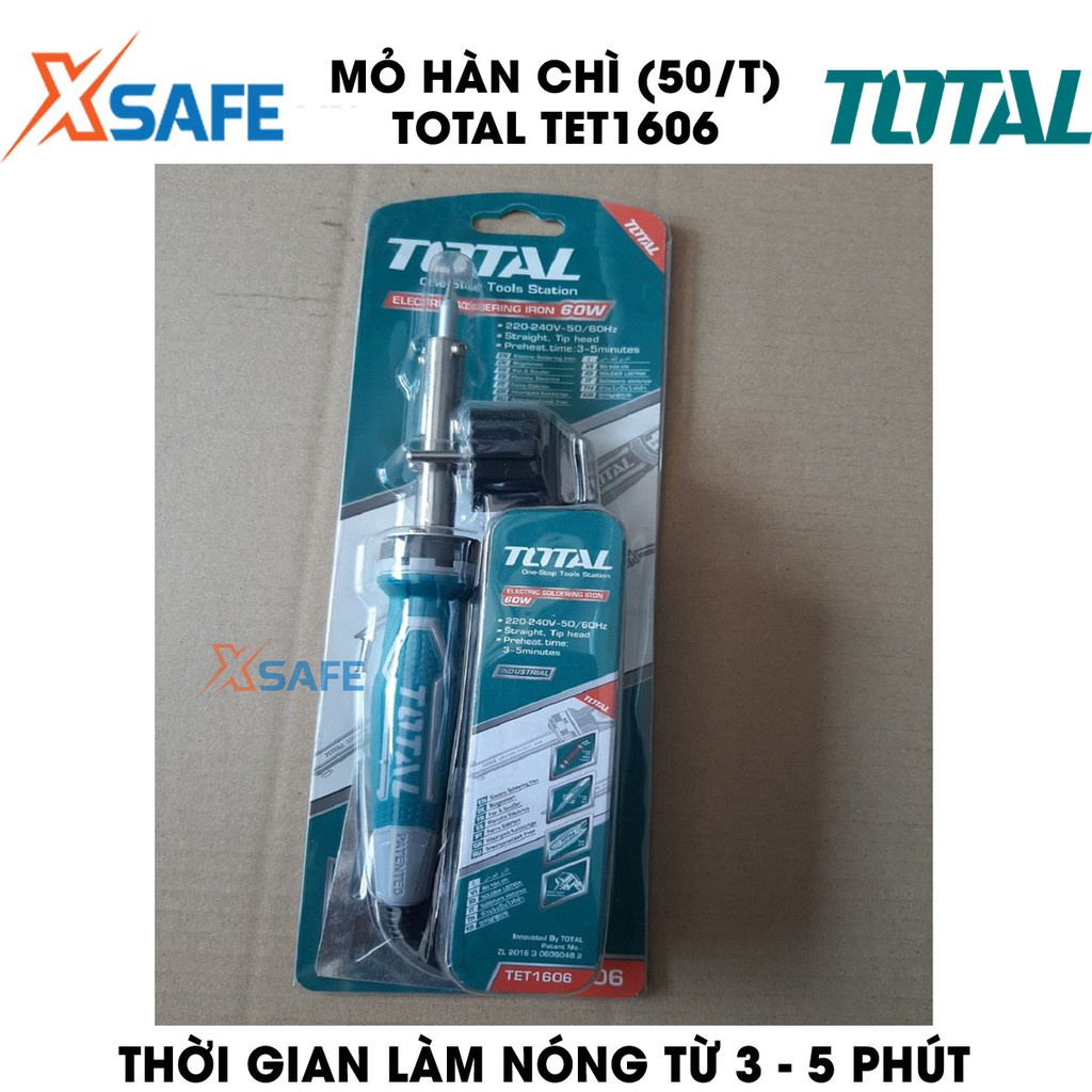 Mỏ hàn chì TOTAL điện áp 220-240V Hàn nhiệt cầm tay làm nóng từ 3-5ph, bảo hành chính hãng 3 tháng