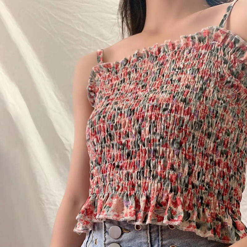 Áo Hai Dây Họa Tiết Hoa Thời Trang Cho Nữ