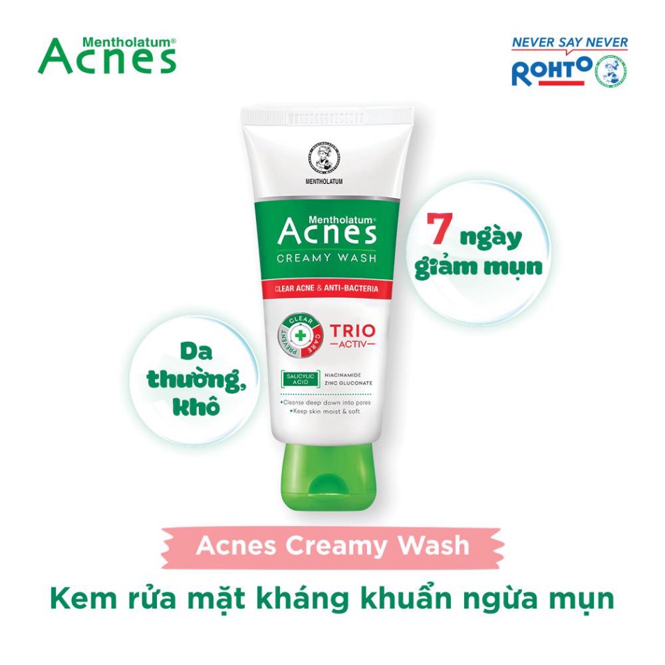 Kem rửa mặt ngăn ngừa mụn Acnes Creamy Wash 100g