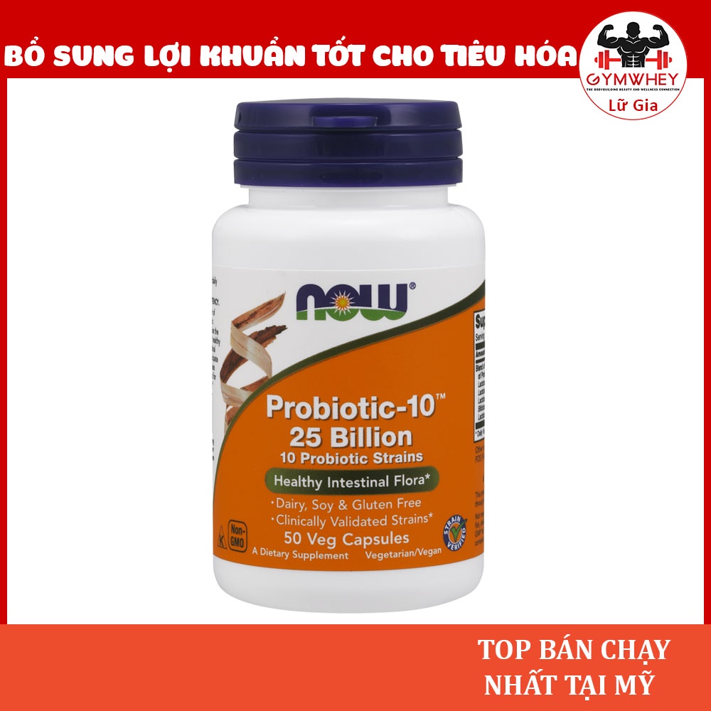 Viên Uống Now Probiotic 25 Billion Bổ Sung 10 Loại Lợi Khuẩn Hỗ Trợ Hấp Thu Chất Dinh Dưỡng (50 Viên)