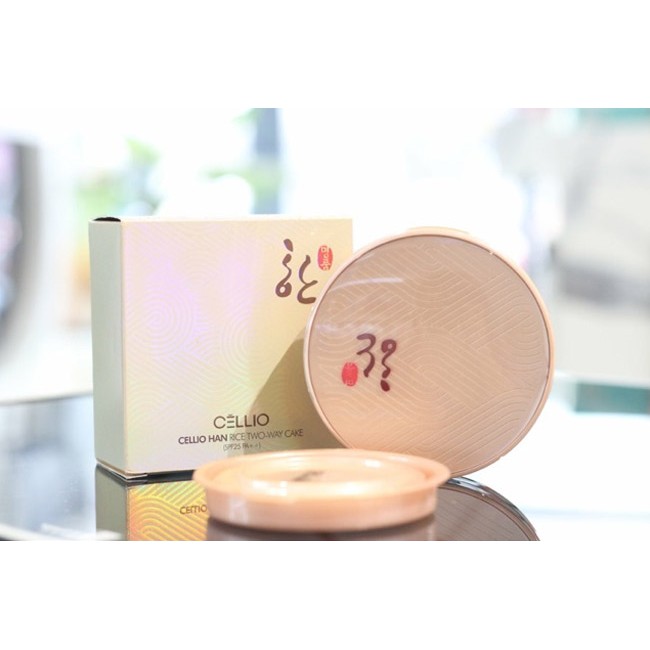 Phấn phủ đông y 2 lõi Cellio Han Rice Two Way Cake SPF25 13g