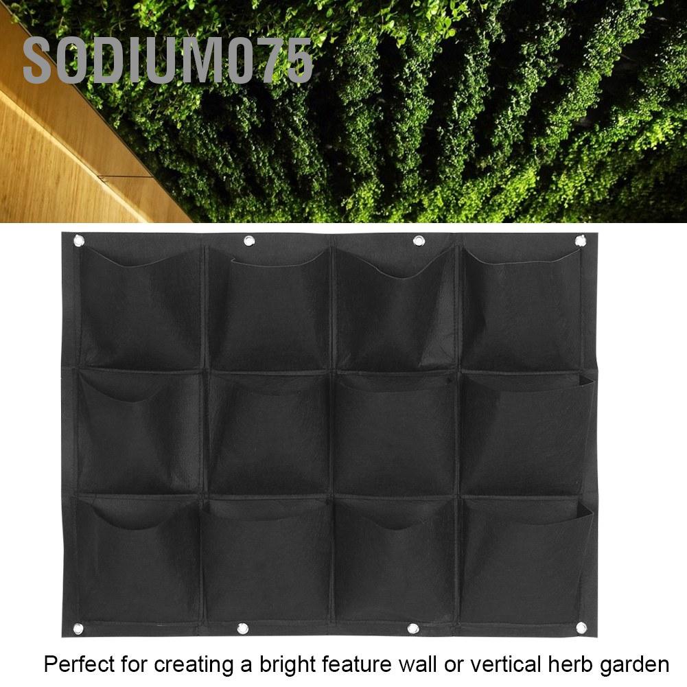 Sodium075 7/12/15/18 Pockets Planting Bag Garden Balcony Wall Vertical Flower Plants Hanging Planter