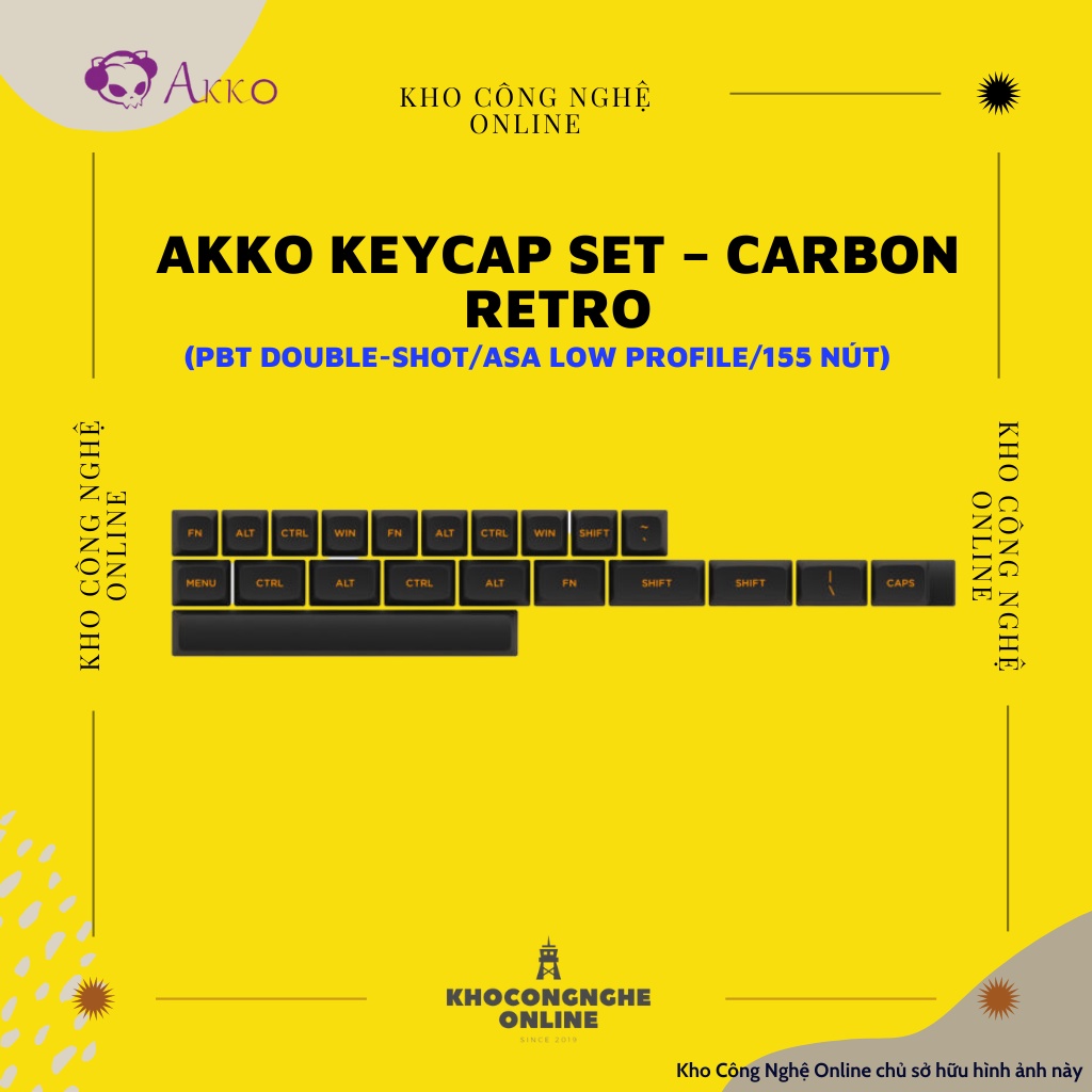 [Mã 33ELSALE hoàn 7% đơn 300K] AKKO Keycap set – Carbon Retro (PBT Double-Shot/ASA Low profile/155 nút)