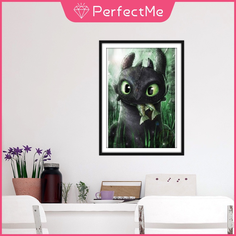 Bộ tranh đính đá tự làm 30*40cm hình rồng hoạt hình