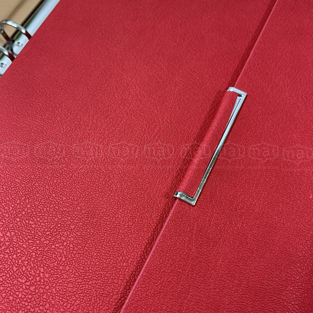 Sổ da bìa còng 6 lỗ kích thước A5 màu đỏ