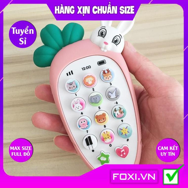 Điện thoại cà rốt-củ cải-thỏ Foxi đáng yêu-có đèn-có nhạc-Đồ chơi thông minh-phát triển IQ EQ-Tặng kèm dây đeo cổ và pin