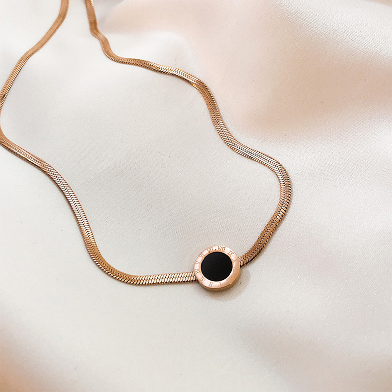 Mới Vòng cổ Mạ Vàng 18K Mặt Chữ Số La Mã