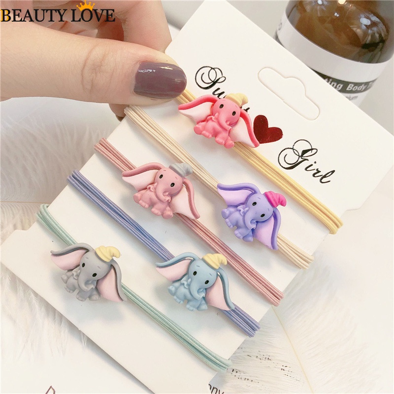 [Mới] Dây Buộc Tóc Đuôi Ngựa Co Giãn Mềm Co Giãn Cao / Dây Buộc Tóc Đuôi Ngựa Bằng Acrylic Hình Voi Dumbo Hoạt Hình Nhiều Màu Sắc