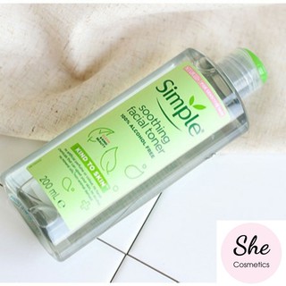 Nước hoa hồng simple-không cồn, cân bằng da dịu nhẹ kind to skin soothing facial toner 200ml