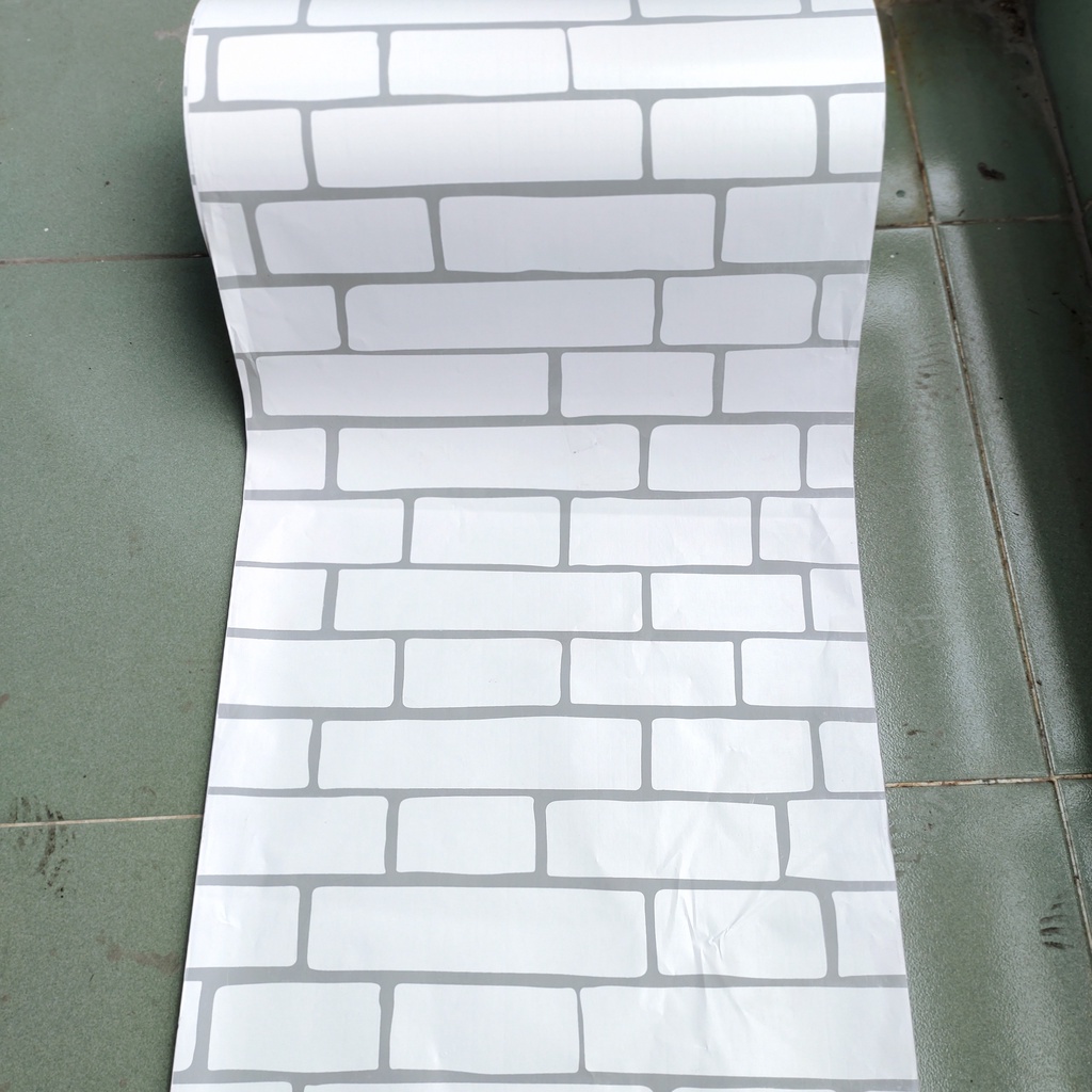 Decal giấy dán tường gạch trắng khổ 45cm keo sẵn | BigBuy360 - bigbuy360.vn