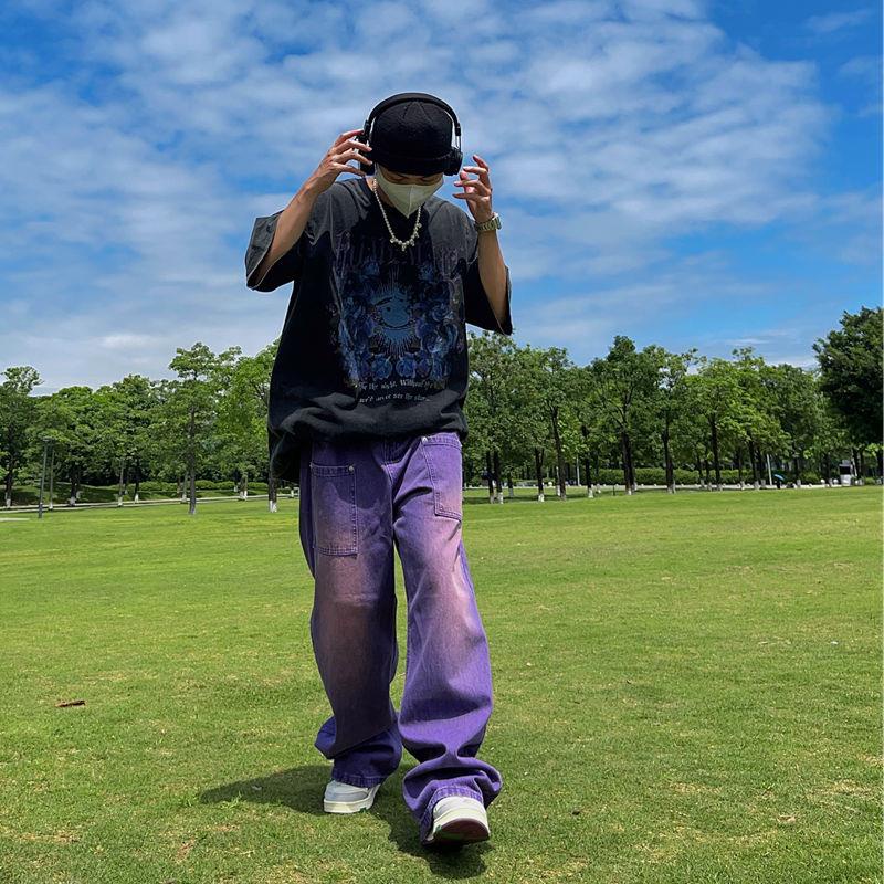 Quần Jean Ống Rộng Thời Trang Hip Hop Đường Phố Mỹ Cá Tính Dành Cho Nam