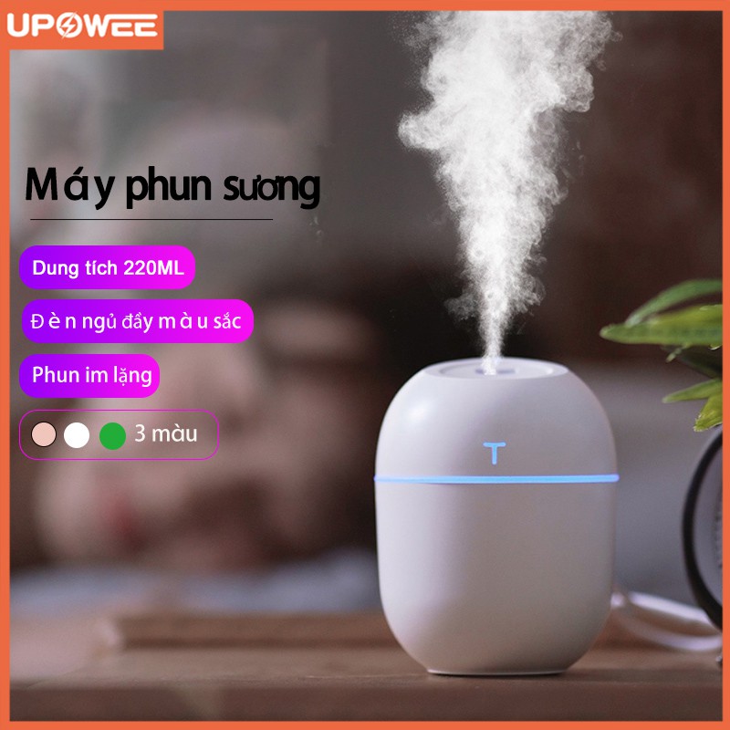Máy phun sương tạo độ ẩm khuếch tán tinh dầu thơm duy trì độ ẩm dung tích 220ml tích hợp đèn LED tiện dụng