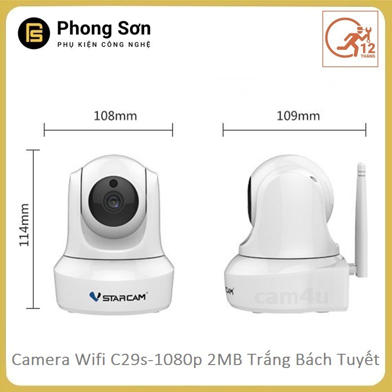 [Mã 159ELSALE hoàn 7% đơn 300K] Camera Wifi IP C29s FHD 1080p Vstarcam ( Trắng Bạch Tuyết )