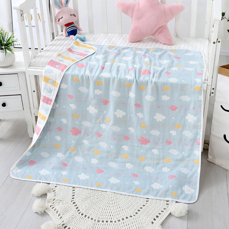 Chăn cho bé 6 lớp cotton muslin họa tiết 2 mặt, mền đắp mùa hè thu - ảnh sản phẩm 4