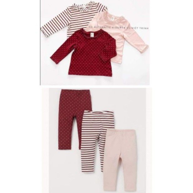 Set 3 áo + 3 quần bé gái HM