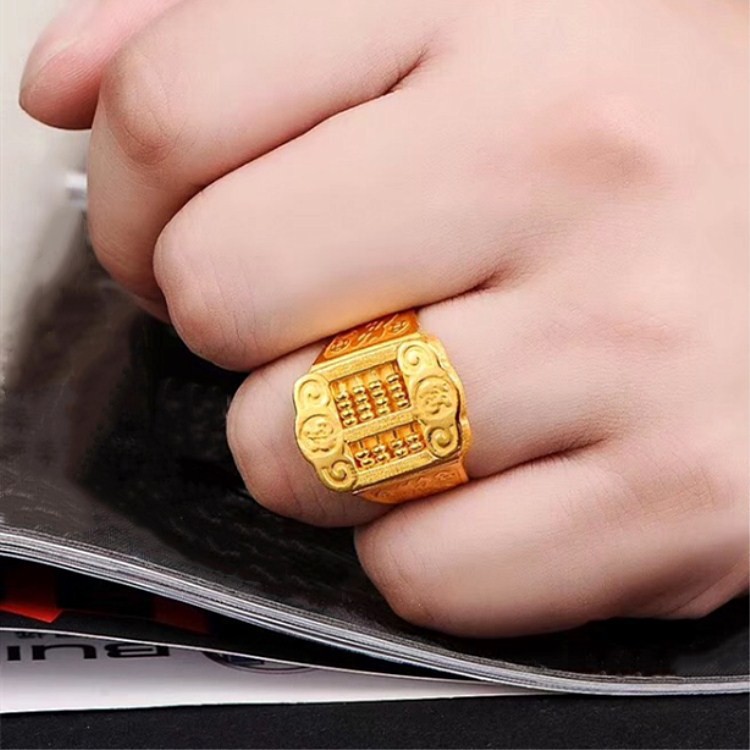 weiweijewelry/Nhẫn Bàn Tính Thời Trang Nam Trang Sức Mạ Vàng 24k