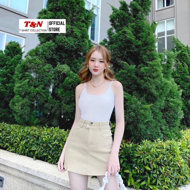 Áo hai dây nữ croptop T&amp;N TSHIRT COLLECTION co dãn ôm body, vải borip cotton 100%, 6 màu trẻ trung năng động A0243