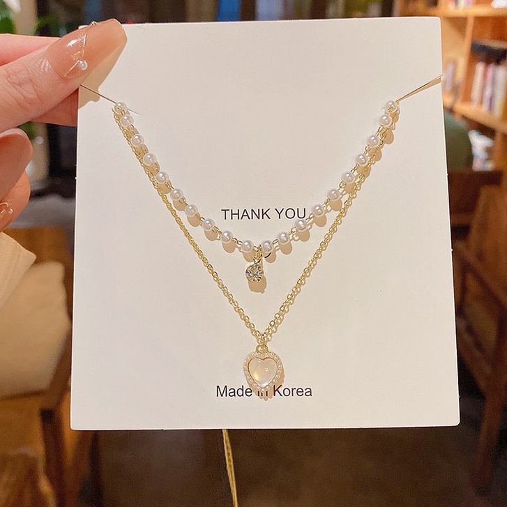 Dây Chuyền Thép Titan Hai Mặt Hình Trái Tim Sang Trọng Cho Nữ