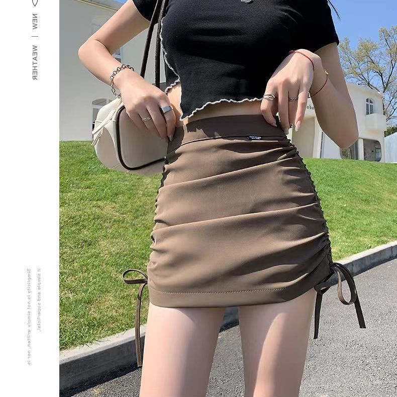 Jiashucheng Chân Váy Ngắn Dáng Chữ a Lưng Cao Phối Dây Rút Thời Trang Mùa Hè Cho Nam Và Nữ