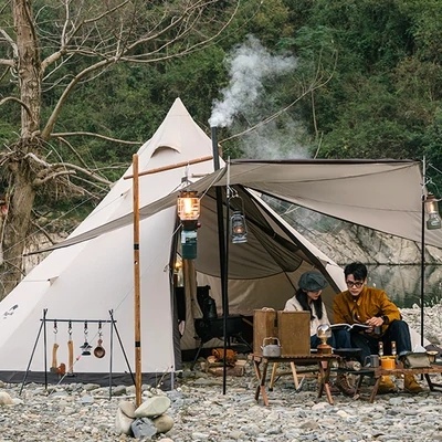 Lều cắm trại Glamping hình chóp Pyramid 5-8 người hình bát giác với ống khói Naturehike NH20ZP014