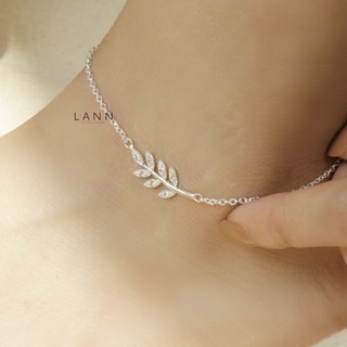 Lắc chân lá đá bạc s925 lann a005
